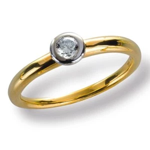 Anillo de mujer oro amarillo 585 brillante 0,15 quilates Diamante dorado viola de lujo - Imagen 1 de 2