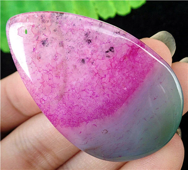 50x31x7mm Green&Purple Druzy Geode Agate Teardrop Teardrop Pendant Bead HL79149 - Image 1 of 1