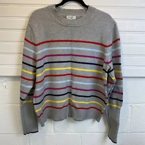 La Ligne cashmere blend Striped Colorful rainbow crewneck Sweater 2X - Picture 1 of 6