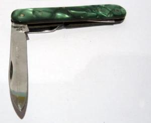 VINTAGE RARE DARK GREEN MARBLE MOTLEY BULGARIA POCKET TOURIST KNIFE WITH FORK  - Picture 1 of 6