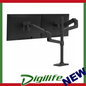Ergotron LX Dual Stacking Arm Tall Pole Desk Monitor Mount, Matte Black - Picture 1 of 6