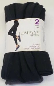 2 Pairs Company Ellen Tracy Twill Legging Yoga Pants Black Gray M/L - Picture 1 of 5