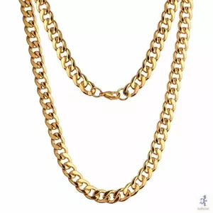 Cadenas de Titanio Cadena Cubana Oro 14K Eslabón Cubano Regalos Para Hombres - Imagen 1 de 7