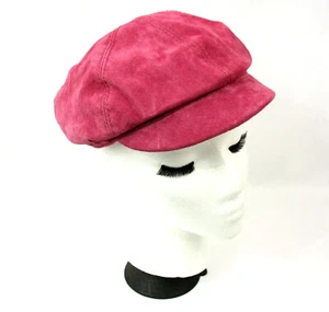 Vintage NEW Wilsons Leather Suede Pink Beret Cabbie Newsboy Hat Deadstock 2000s - Picture 1 of 8