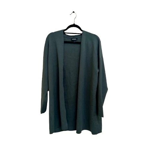 ¡NUEVO SIN ETIQUETAS! Cárdigan Express Acogedor Otoño Invierno Cazador Verde Largo Abierto Talla Grande Foto 1 de 4