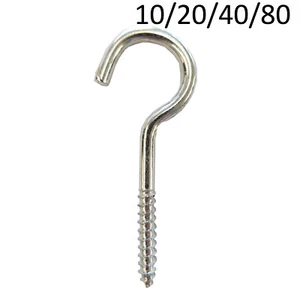SHOULDERED SCREW IN CUP HOOKS 64mm zinc plated tool hanger coat hat (W1-023) - Picture 1 of 5