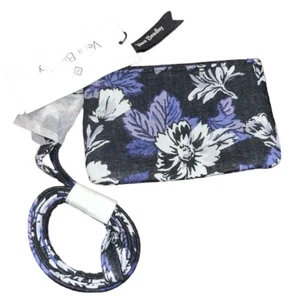 Vera Bradley Frosted Floral Zip ID with Key Fob Change Purse Lanyard w Ring New - Picture 1 of 6