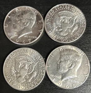 Par de medio dólar de plata unicirculado 1967 y 1968D rollos originales. Gran oferta - Imagen 1 de 11