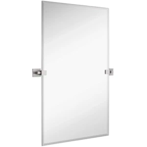 Pivot Wall Mirror with Brushed Chrome Brackets - Frameless Bathroom Mirror - Adj - Picture 1 of 6