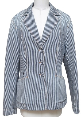 DIOR Blazer Denim Cappotto BAR JACKET Rigato Blu Bianco Cotone US 14 F 46 $4300