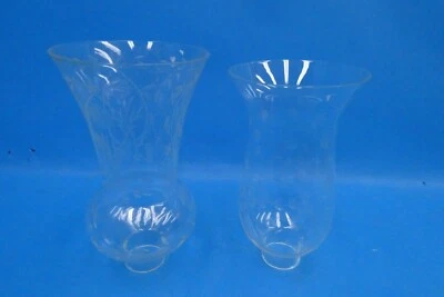 Two Etched Glass Unmatched Candle Shades Globes Decorative Covers Parts - Image 1 of 4