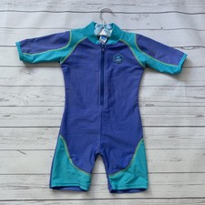 Baby Boys 12-18 Months - UV Sun Swim Suit - ADAMS Blue Zip Front Swimming Beach