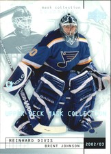2002-03 UD Mask Collection Blues Hockey Card #78 Reinhard Divis/Brent Johnson