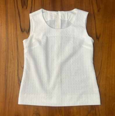 Top sin mangas vintage MOD años 70 blanco poliéster hecho a mano con cremallera Foto 1 de 4