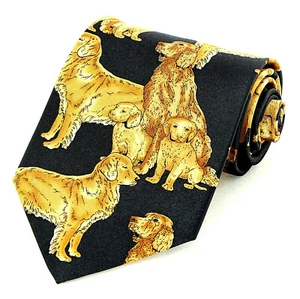 Retrievers and Setters Men's Necktie Man's Best Frend Puppy Pet BlackTie - Picture 1 of 3