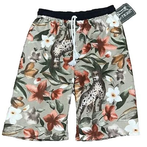 VTG Le Tigre Drawstring Board Shorts Floral Boy XL 20 Youth Kids USA Made NEW - Picture 1 of 12