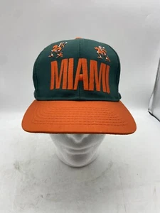 Miami Hurricanes New Era Fitted Signatures Hat 7 1/8 Green Orange Mascot The U - Picture 1 of 9