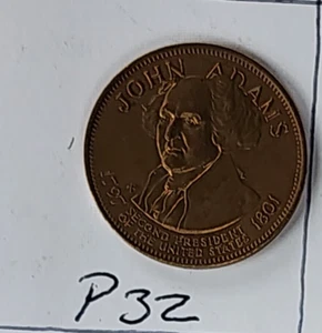 JOHN ADAMS US President Token Coin Bronze Medal With Reeded Edge P32 - Picture 1 of 2