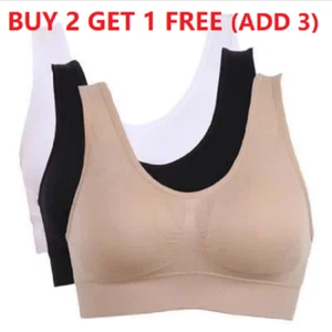 Mujeres Sujetador Deportivo Gimnasio Sin Costuras Inalámbrico Yoga Corto Top Chaleco Elastizado S-3XL Talla Grande - Imagen 1 de 15