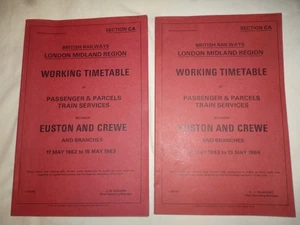 2 x Vintage British Railways Working Timetables EUSTON & CREWE LMR CA 1982/1984 - Picture 1 of 3