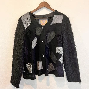 Chaqueta Staley Gretzinger Coleccionable 66/34 Patchwork Arte para Usar L Negra EE. UU. - Imagen 1 de 13