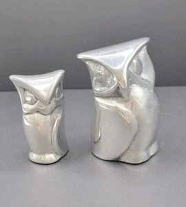 Vintage MCM Hoselton Kanada signiertes PAAR Aluminium Eulen Skulpturen #274 & #1692 - Bild 1 von 10