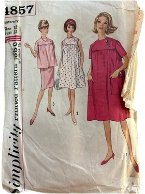 VESTIDO DE MATERNIDAD TOP Y FALDA VINTAGE SIMPLICITY 4857 patrón mujer talla 12 B32 Foto 1 de 3