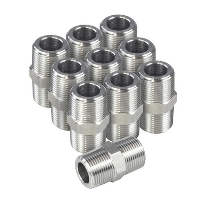 HFS(R) 10PCS 3/4" NPT Male Threaded Hex Nipple Adapter Stainless Steel 304 - Image 1 of 4