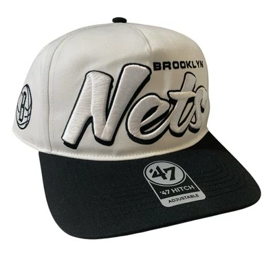 Brooklyn Nets '47 Brand Shadow Hitch White Black Grey Adjustable Snapback Hat - Image 1 of 4