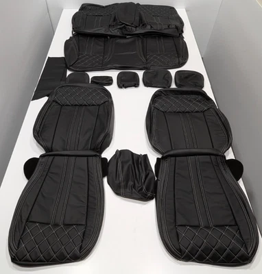 For Ford Ranger Crew Cab XLT XL STX 2019-2023 Black Leather Seat Covers T334 - Image 1 of 4