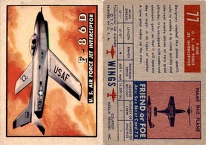 Avión 1952 Topps, Wings, #77 F86D de la Fuerza Aérea de los Estados Unidos - Imagen 1 de 1
