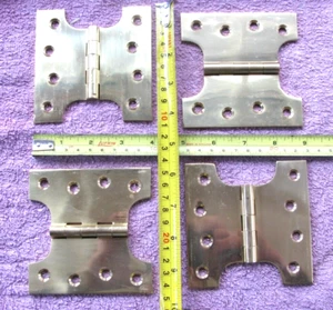 4 x Polished Solid Brass, heavy, 4" (100mm). PARLIAMENT hinges. TWO PAIRS - Picture 1 of 24