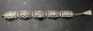 Vintage Paris France Silver Plated Panel Link Art Deco Bracelet Historic Sites - Picture 1 of 9