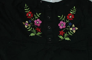 Large NWT $34 Roper Embroidered Black Cotton Voile Cami - Picture 1 of 4