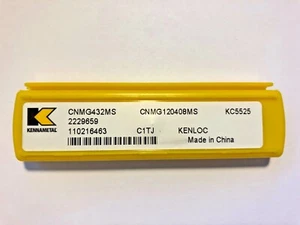 BOX of 5 - Kennametal, CNMG120408MS, CNMG432MS, Kenloc MS Medium Sharp Insert - Picture 1 of 3