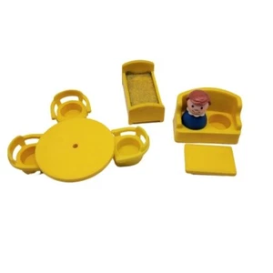 Vintage Fisher Price Little People Furniture Kitchen Table Sofa Chair Bed Hooper - Picture 1 of 4