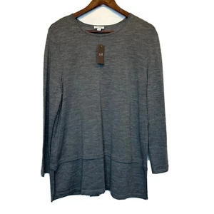NEW J Jill Merino Wool Sweater Tunic XL Petite XLP Gray Long Sleeve Top NWT - Picture 1 of 8