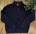 Polo Ralph Lauren 1/4 Zip Sweater Men Large Cotton Pony Embroidered Navy Knit