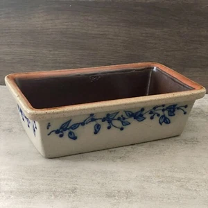 Vintage 2001 Salmon Falls Stoneware Loaf Baking Pan Blueberry Pattern Dover NH - Picture 1 of 9