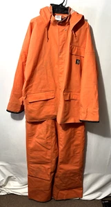 Carhartt Rain Suit Orange Waterproof PVC Jacket and Bibs 2 Piece Men's Sz L READ - Picture 1 of 15
