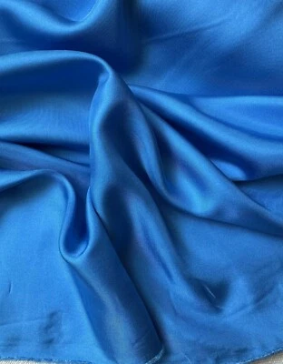 Tela de sarga 100 % seda azul cerúleo peso 12 mm Foto 1 de 4