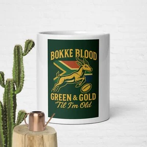 South African Rugby Bokke White glossy Coffee mug - Picture 1 of 4