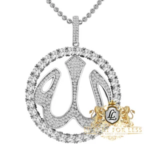 Solitaire Real Sterling Silver Allah Muslim Round Pendent Diamond Charm Chain Se - Picture 1 of 5