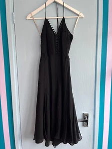 Vintage Y2K Black Silk Halter Neck Karen Millen Dress UK Size 10 - Picture 1 of 6