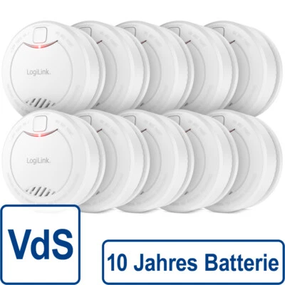 LogiLink Rauchmelder VdS 10 Jahres Batterie 85dB Feuermelder Brandmelder Alarm - Bild 1 von 4