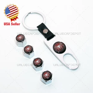 Universal Auto Car Wheel Tire Valve Dust Stems Air Caps Keychain Spider-Man Logo - Picture 1 of 5
