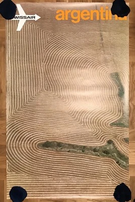 PÓSTER DE VIAJE VINTAGE SWISSAIR PUBLICIDAD VUELOS A ARGENTINA AÑOS 70 AEROLÍNEAS Foto 1 de 4