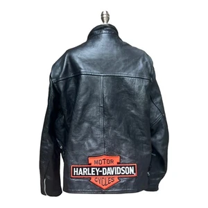 HARLEY DAVIDSON Black Leather Biker Jacket XL (size 56) Great Condition! - Picture 1 of 22