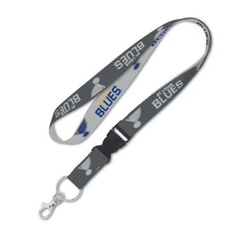 ST. LOUIS BLUES GRAY KEY CHAIN LANYARD DETACHABLE BUCKLE 1" W 22" LONG Cover
