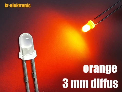 KT-ELEKTRONIC 25 Stück LED 3mm orange diffus superhell